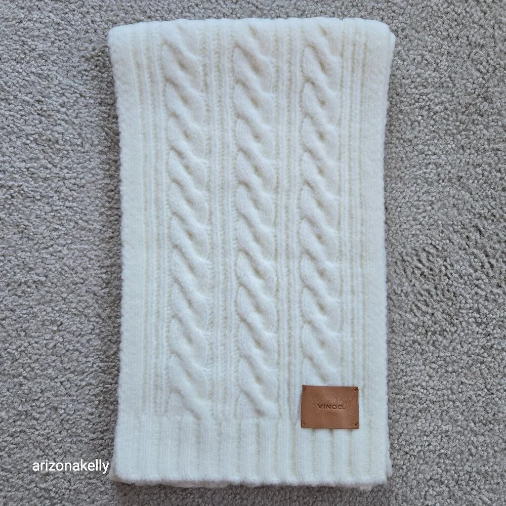 NWT Vince Cable Knit Merino Blend Ivory Thick Scarf